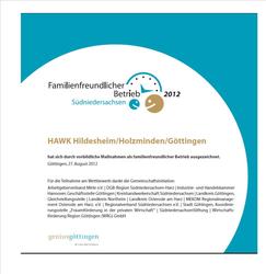 Auszeichnung als Familienfreundlicher Betrieb in S&uuml;dniedersachsen
